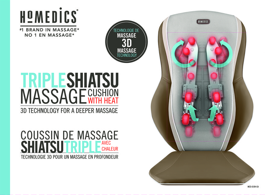 Triple Shiatsu Massage Cushion with heat (MCS-610H-CA)